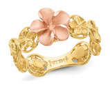 14K Yellow and Pink Gold Plumeria Flower Ring